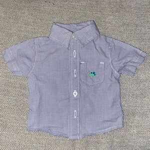 Child of mine Newborn blue and white button up polo-style shirt